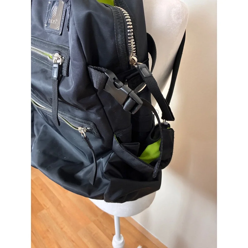 MPG Sport Mondetta Performance Gear Black Nylon Backpack Neon Green Lining